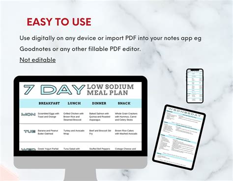 7 Day Low Sodium Meal Plan With Printable Grocery List Low Sodium Diet