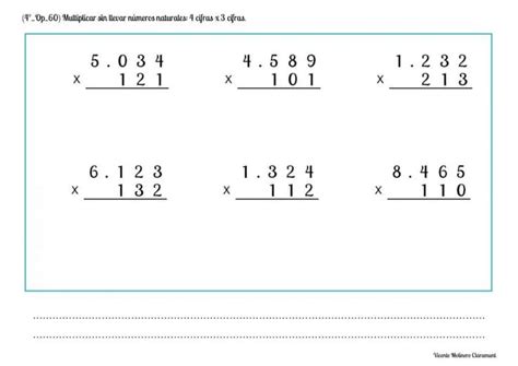 Cuaderno De Multiplicaciones Una Cifra Dos Cifras Tres Ejercicios De Calculo Matematicas