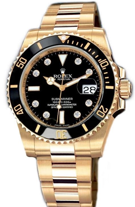 Rolex 116618 Black Dial 8 Diamond Submariner Date Yellow Gold цена за