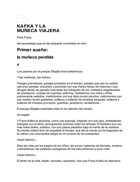 KAFKA Y LA MUÑECA VIAJERA Primer sueño