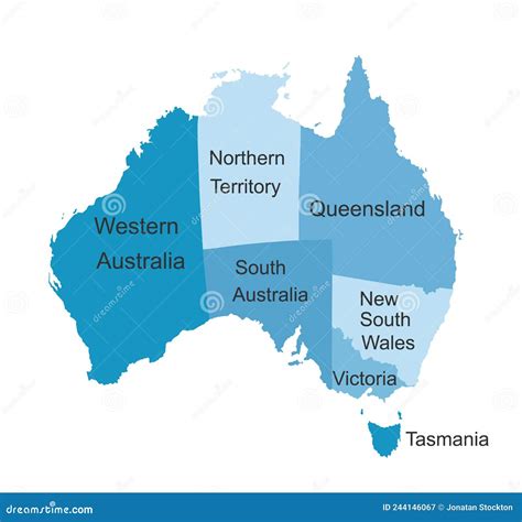 Ilustraci N De Silueta Vectorial De Mapa Azul Australiano Aislado En