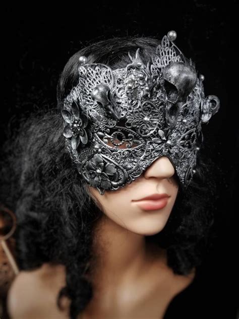 Mask Raven Queen Blind Mask Metal Mask With Bird Etsy
