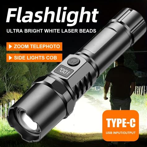 lampu suluh led flashlight zoomable usb rechargeable torch light super