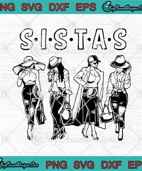 Black Sistas Friends Queen Melanin Afro Girl Together Svg Png Eps Dxf