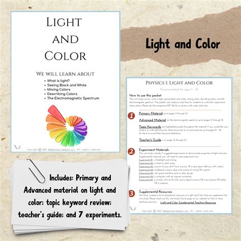 Physics 1 Unit Study: Light & Color - The Treasure Hunt Builder