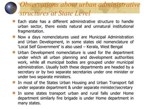 Urban Management And Governance Structures In India Ppt