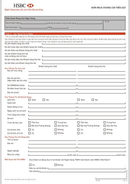 Certificate Of Deposit Application HSBC