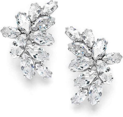 Amazon Mariell Clip On Cubic Zirconia Crystal Bridal Earrings