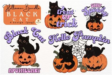 Black Cat And Pumpkin Halloween Bundle Graphic By Truthkeep Creative