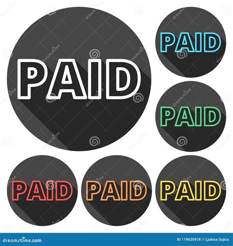 Paid Icons Set With Long Shadow Stock Vector Illustration Of Office