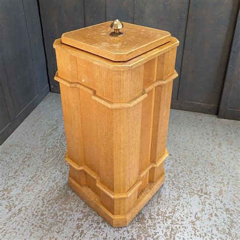 Oak 1960s Vintage Square Shaped Portable Baptismal Font From Our Lady
