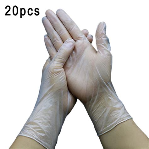 HST 20Pcs Clear Plastic Transparent Disposable Gloves Latex Rubber