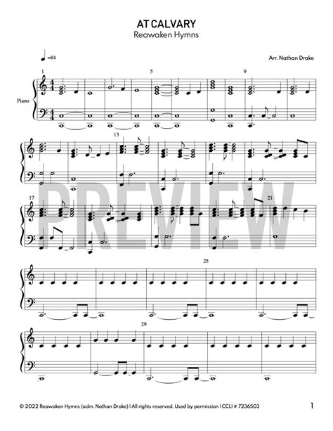 At Calvary Piano Sheet Music 2 Parts