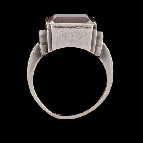 RING Silver Med Fasettslipad Bergkristall Stigbert Stockholm 1950