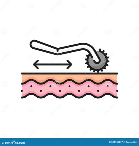 Skin Care Needle Roller Dermatology Line Icon Stock Vector