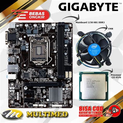 Jual Paket Motherboard Mainboard Mobo LGA 1150 H81 DDR3 Core I5 4570