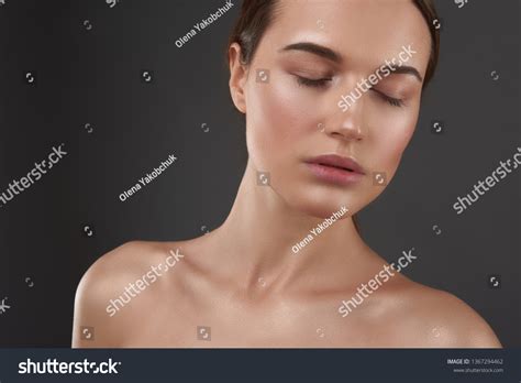 Close Portrait Beautiful Lady Naked Shoulders Stock Photo Shutterstock