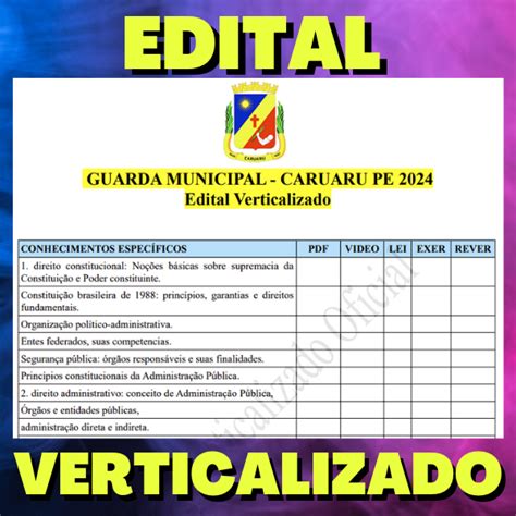 GUARDA MUNICIPAL CARUARU PE 2024 Edital Verticalizado Edital