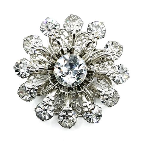 S Rhinestone Snowflake Brooch