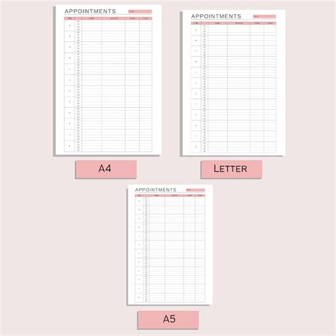 15 Minute Interval Appointment Book Printable Appointment Tracker Daily