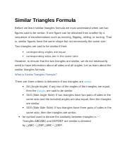 Similar Triangles Formula Docx Similar Triangles Formula Before We