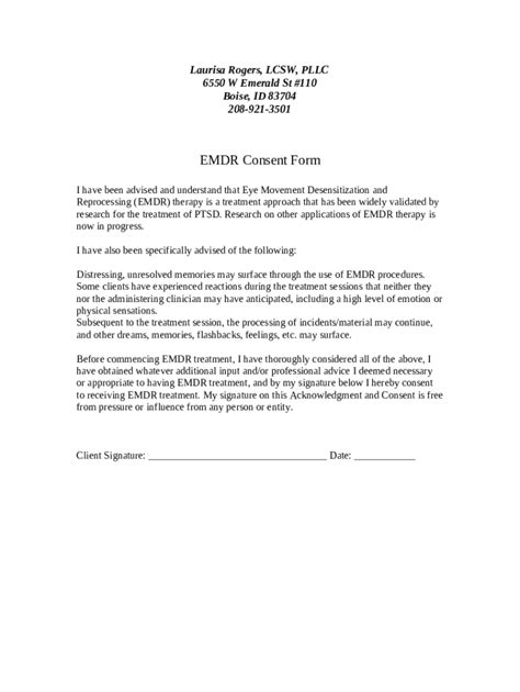 Emdr Therapy Consent Doc Template Pdffiller