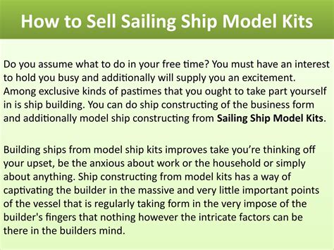 How To Sell Sailing Ship Model Kits By Histricships Issuu