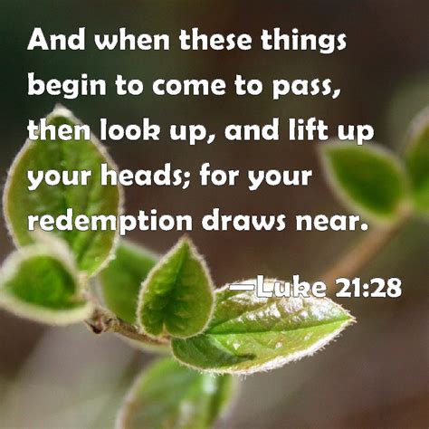 Luke 21 28 And When These Things Begin To Come To Pass Then Look Up And Lift Up Your Heads