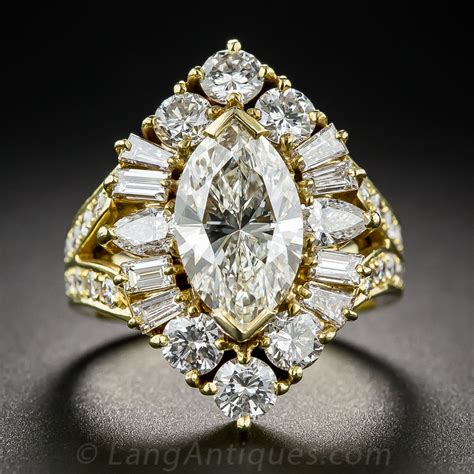 203 Carat Marquise Estate Diamond Ring Vintage Engagement Rings