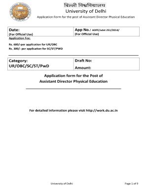 Fillable Online BApplicationb Form For The Post Of Assistant Director