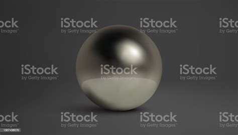 Black Metallic Sphere Isolated On Black Background Black Metal Ball In