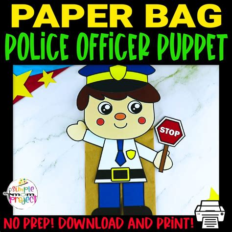 Printable Police Officer Puppet Template