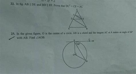 22 In Fig Ab∥de And Bd∥ef Prove That Dc2 Cf×ac 23 In The Given Figure