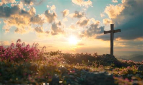Premium Photo Cross In The Sunset