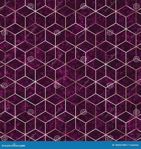 Seamless Geometric Rose Gold Polygons Pattern Metallic Golden Hexagon