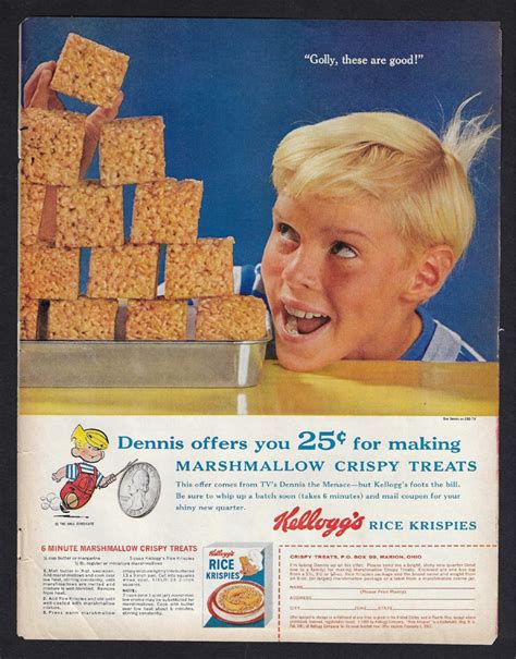 Vintage 1960 Kellogg S Rice Krispies Treats Recipe Print Etsy