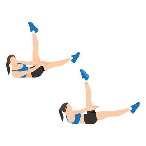 Woman Doing Side Crunch Leg Raise Exercise Flat Vector Illustration Isolated On White