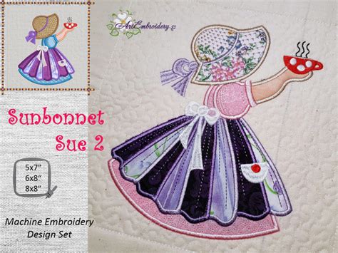 Sunbonnet Sue 2 Applique with Cup - Products - SWAK Embroidery