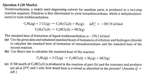 Solved Question Marks Trichloroethylene A Widely Chegg