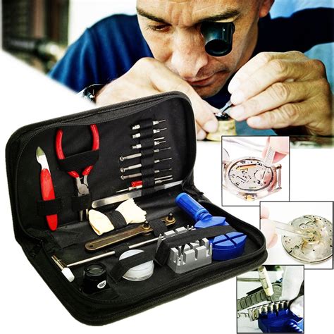 19 In 1 Practical Watch Repair Tool Kit With Storage Bag Magnifier Band