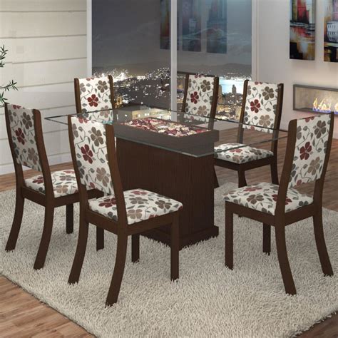 Conjunto Para Sala De Jantar Mesa E Cadeiras Viero D Lia Choco