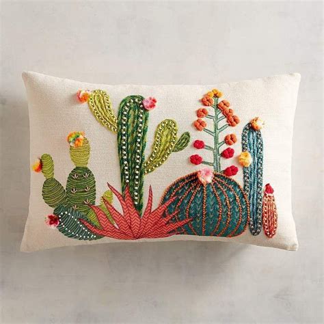 Pier Imports Sunset Cactus Lumbar Pillow Embroidery Patterns