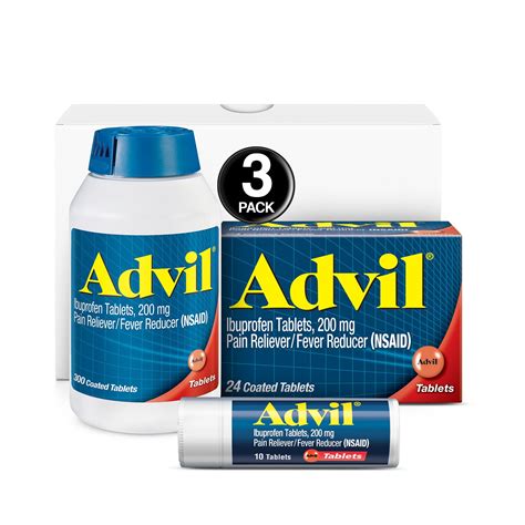 Advil Coated Tablets Pain Reliever and Fever Reducer, Ibuprofen 200mg ...