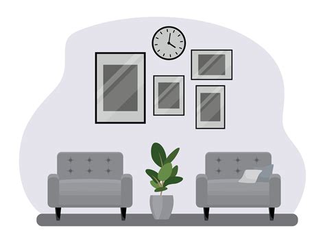 Interior Of The Living Room With Furniture Flat Cartoon Style Vector Illustration 27504517