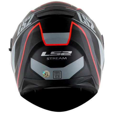 Capacete LS2 FF320 Stream Vantage Matte Black Red C Viseira Solar