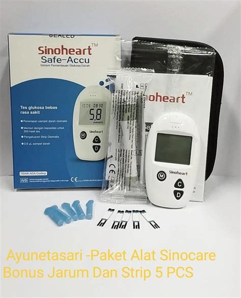 Jual Alat Tes Gula Darah Sinocare Sinoheart Safe Accu Free Pcs Strip