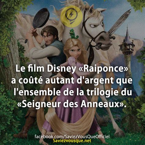 Le film Disney Raiponce a coûté autant dargent que lensemble de la