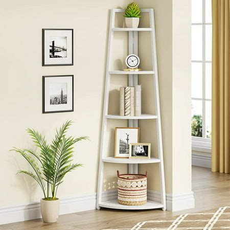 Tribesigns Inch Tall Corner Shelf Tier Corner Ladder Bookshelf