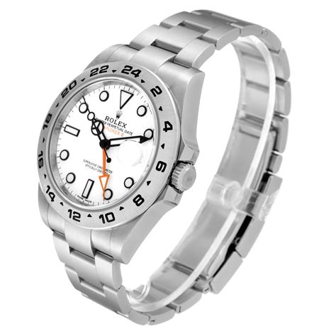 Rolex Explorer Ii White Polar Dial Orange Hand Steel Mens Watch