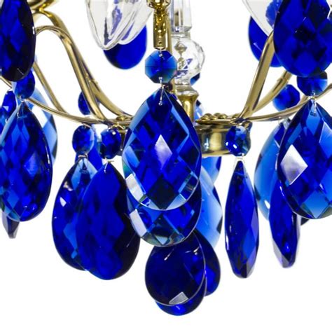 Baroque Crystal Chandelier With Cobalt Blue Almond Shaped Crystals